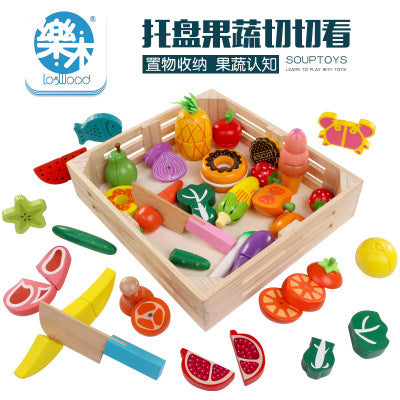 Wooden magnetic cut fruit toys, children’s play house simulation vegetables, cut to see boys and girls cut to play toys