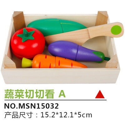 Wooden magnetic cut fruit toys, children’s play house simulation vegetables, cut to see boys and girls cut to play toys