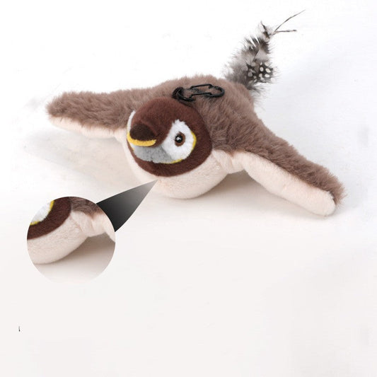 Plush Interactive Chirping Bird Cat Toy on a white background